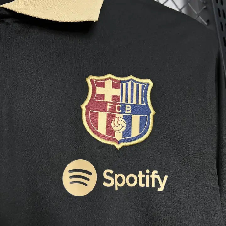 Camisa Polo Barcelona Preta Gola Dourada