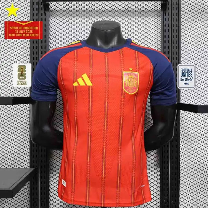 Camisa Espanha I 1 Estrela 2026 Jogador com Patches da Final