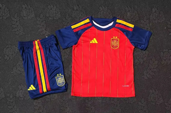 Camisa Espanha I 2 Estrelas 2026 Infantil (Kit)