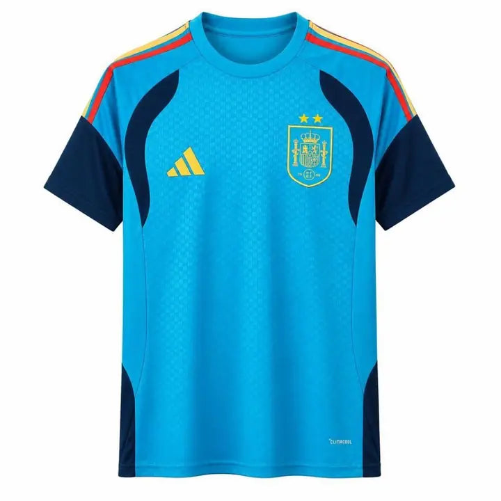 Camisa Espanha Pré-jogo Azul-claro 2 Estrelas 2026 Torcedor