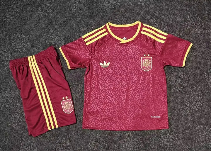 Camisa Espanha 2 Estrelas 2026 Infantil (Kit)